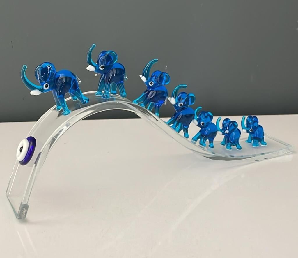 HERA KRİSTAL BÜYÜK KRİSTAL YEDİLİ FİL KOYU MAVİ