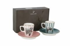 Porland Wild Life Zebra-Elephant Tabaklı Kahve Takımı 4 Parça 04ALM005318