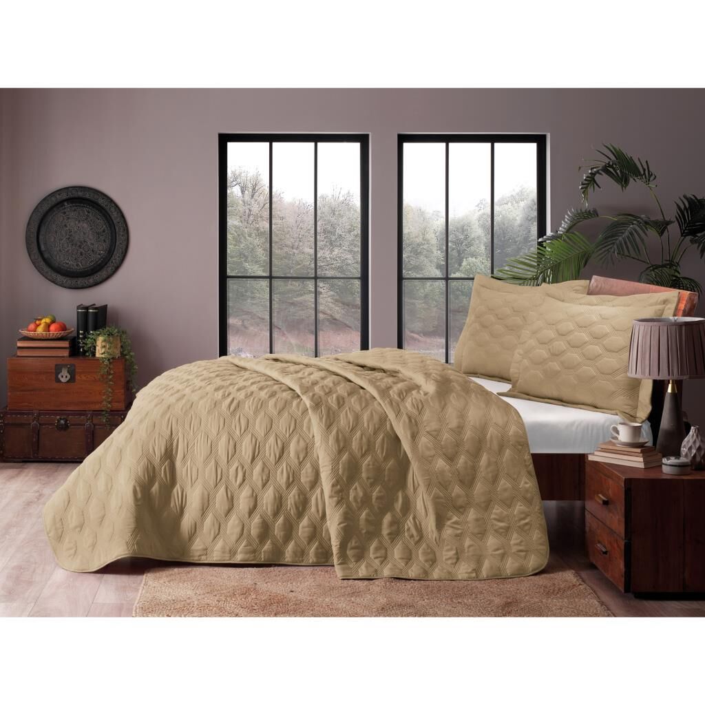 Taç Marissa Çift Kişilik Yatak Örtüsü Takımı Gold