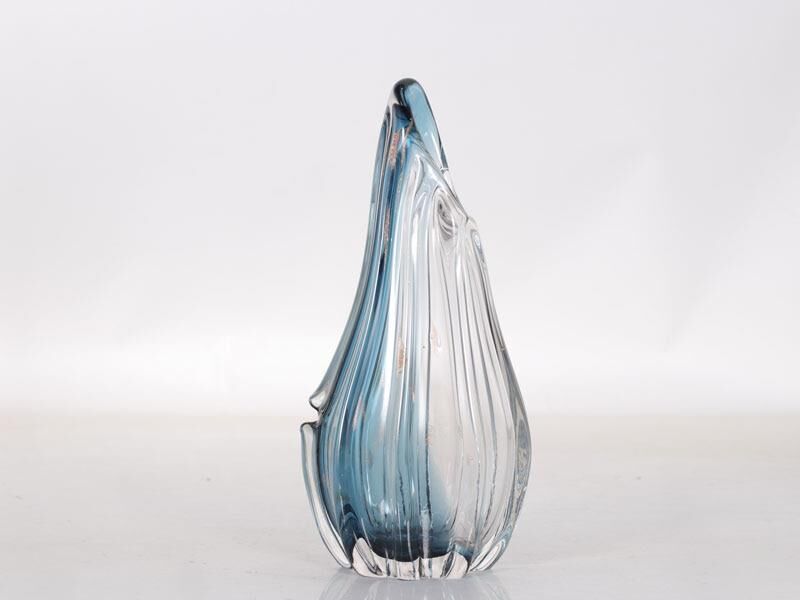 BLUE AND CLEAR LARGE GLASS VASE 20X12X40 CM