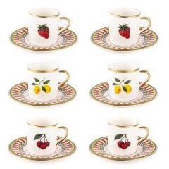 TANTİTONİ GOLD YALDIZLI MEYVE DESENLİ 12 PARÇA KAHVE FİNCAN TAKIMI