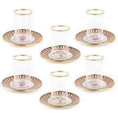 TANTİTONİ GOLD YALDIZLI MEYVE DESENLİ 12 PARÇA CAM ÇAY SETİ