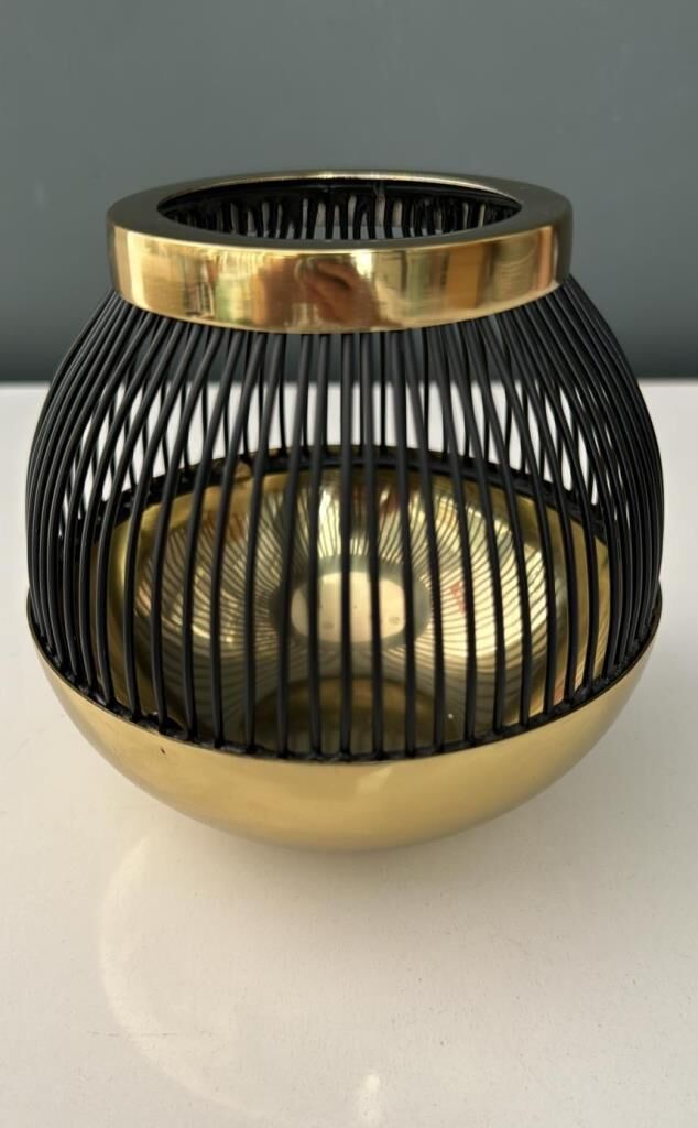 LAMEDOR SKULT GOLD BLACK SMALL T-LIGHT HOLDER 13X13X11 CM