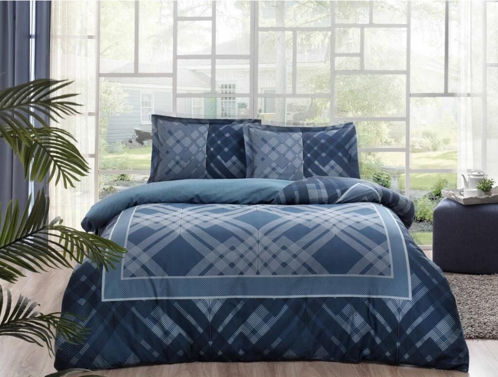 Taç Saten Çift Kişilik Nevresim Takımı Luana Lacivert