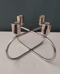 LAMEDORE NİKEL KÜÇÜK DÖRTLÜ MUMLUK 23*23*15 CM
