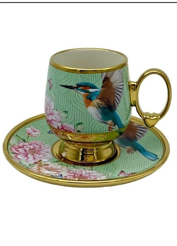 ROYKING KUŞLU YEŞİL 6 KİŞİLİK FİNCAN TAKIMI