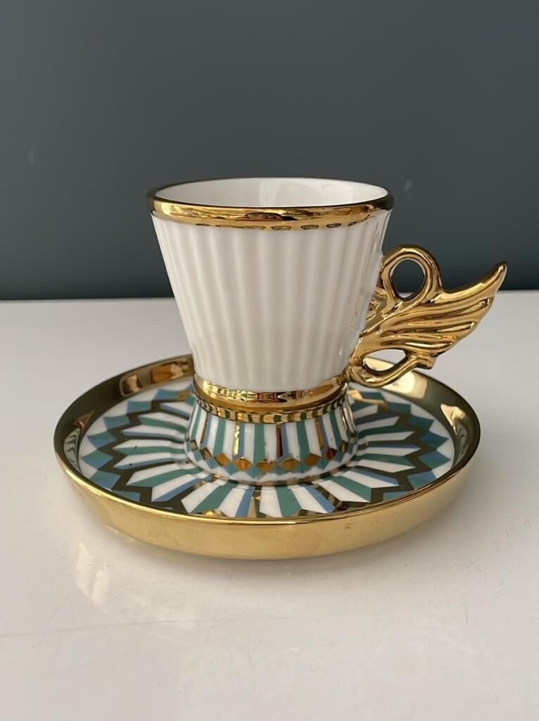 ROYKING MAVİ-YEŞİL 6 KİŞİLİK KAHVE FİNCAN TAKIMI