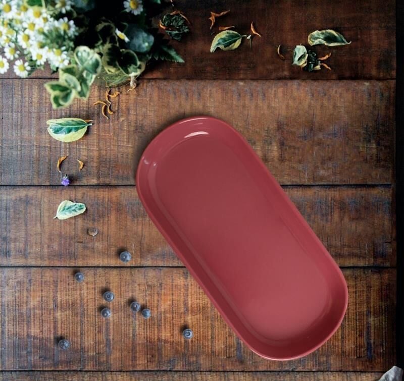 Keramika Noyan 16 cm Frambuaz Kayık Tabak Dekorsuz