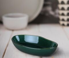Keramika Deniz 14 cm Çerezlik Reaktif Koyu Artistik Yeşil