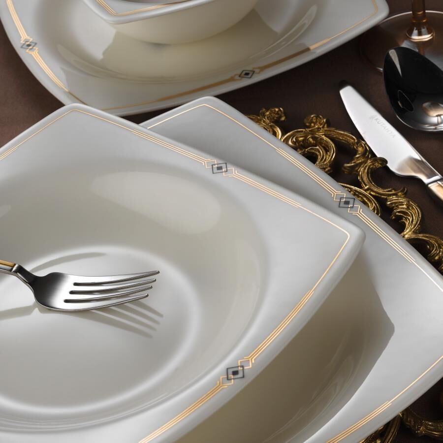 Kütahya Porselen Bone Mare 62 Prça 1060521 Desen Yemek Takımı