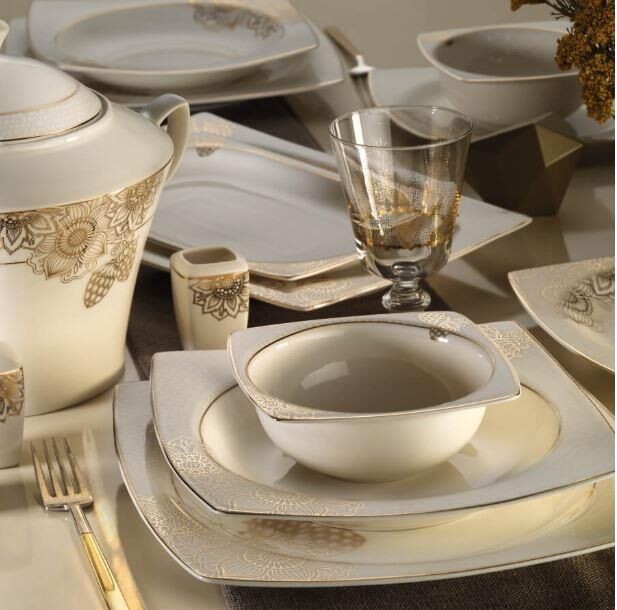 Kütahya Porselen Bone Mare 62 Parça 10362 Desenli Yemek Takımı