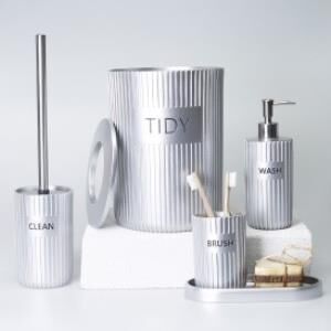 SELİM DEKOR GROOVED BANYO SETİ GÜMÜŞ