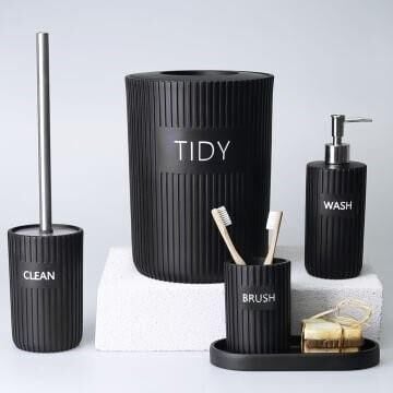 SELİM DEKOR GROOVED BANYO SETİ SİYAH