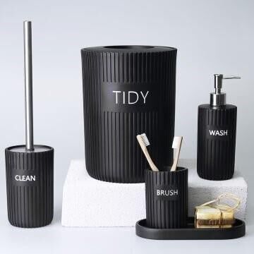 SELİM DEKOR GROOVED BANYO SETİ SİYAH