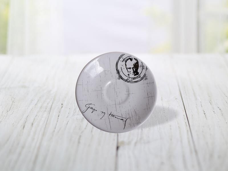 Keramika 14 cm Beyaz 6 lı Atatürk İmzalı Çay Tabağı Beyaz 004