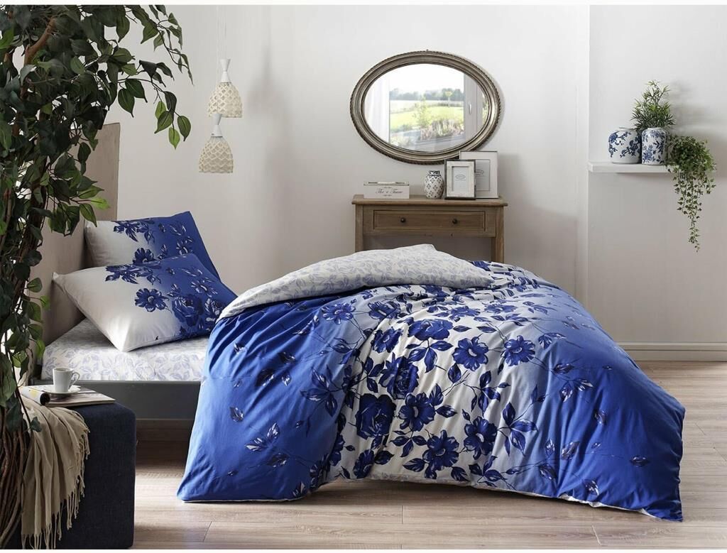 Taç Ranforce Çift Kişilik Nevresim Takımı Lızzy Mavi