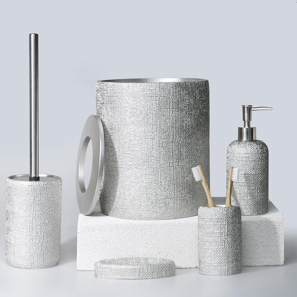 Selim Dekor Natural Banyo Seti Gümüş