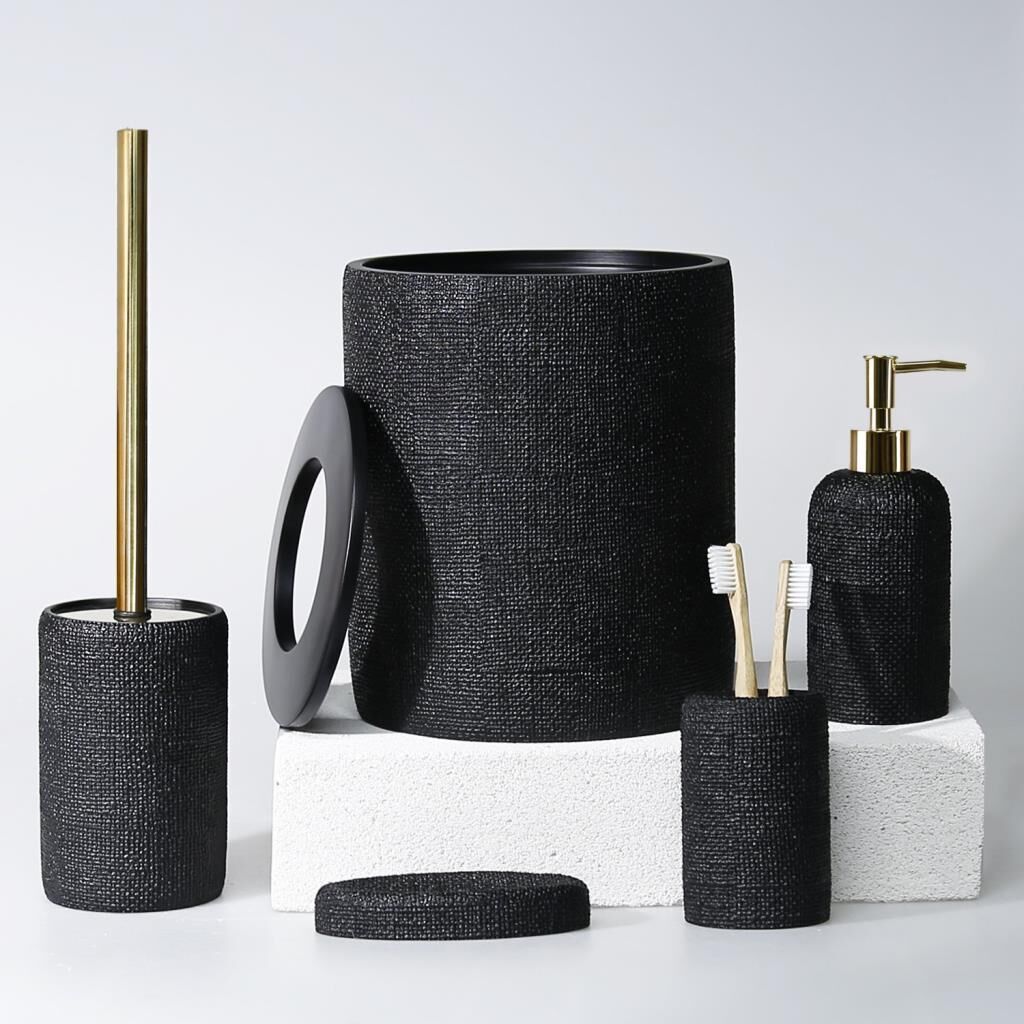 Selim Dekor Natural Banyo Seti Siyah