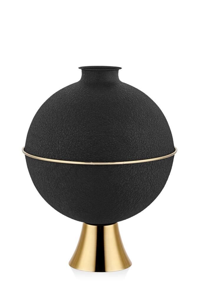 SETABİANCA TEXTURED DARKAYAKLI KÜRE VAZODARK GOLD