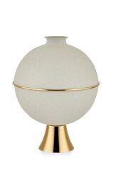 SETABİANCA TEXTURED DARK AYAKLI KÜRE VAZO CREAM GOLD