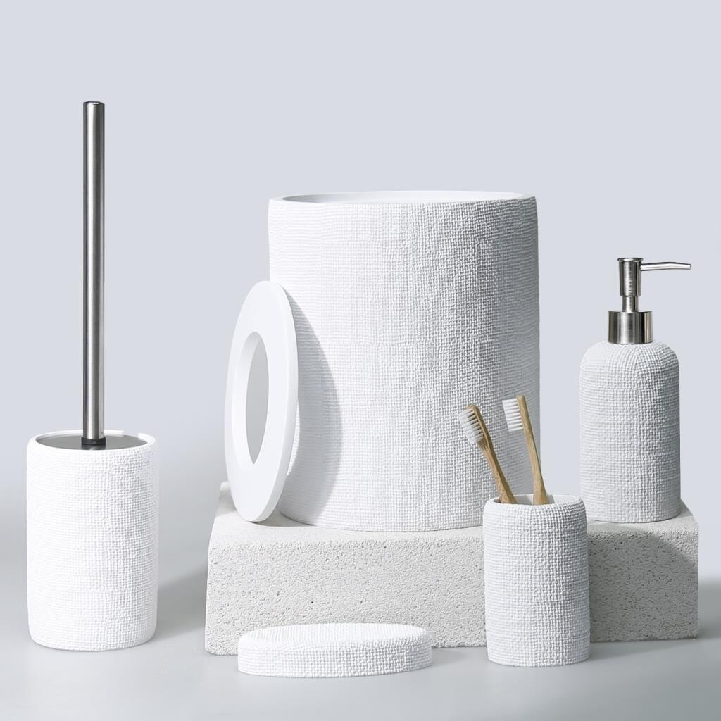 Selim Dekor Natural Banyo Seti Beyaz