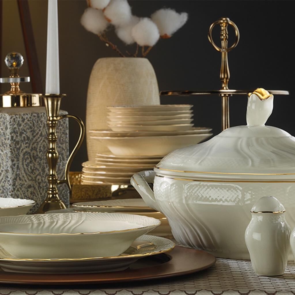 Koleksiyon Evaliza Caserta Gold 60 Parça Yemek Takımı