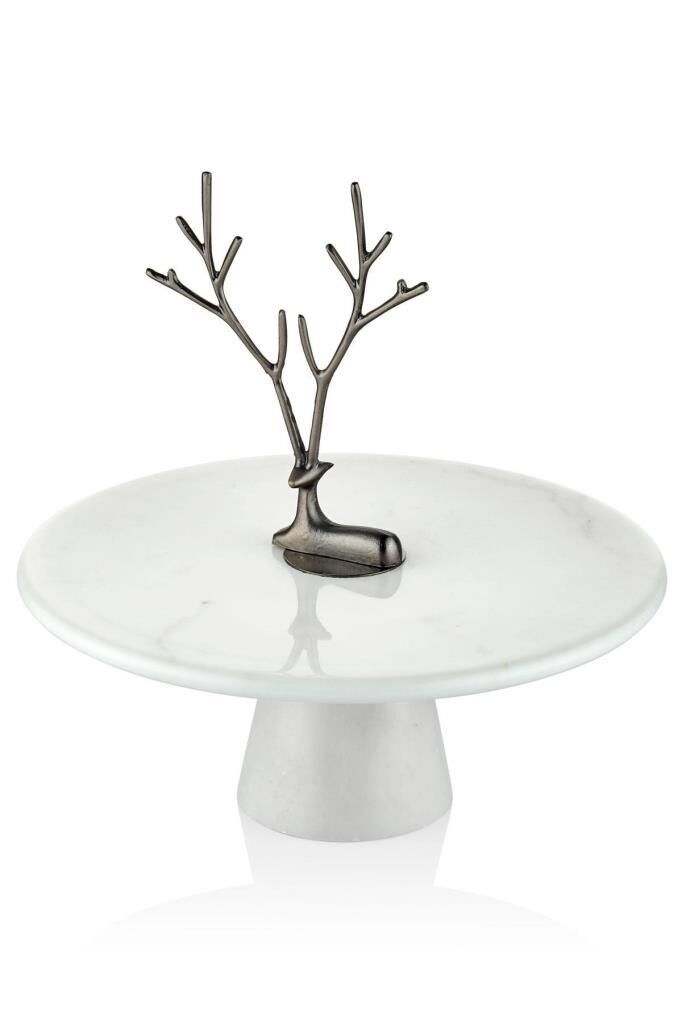 SETABİANCA EVZA MERMER KONİK KAİDELİ SUNUM TABAĞI BEYAZ