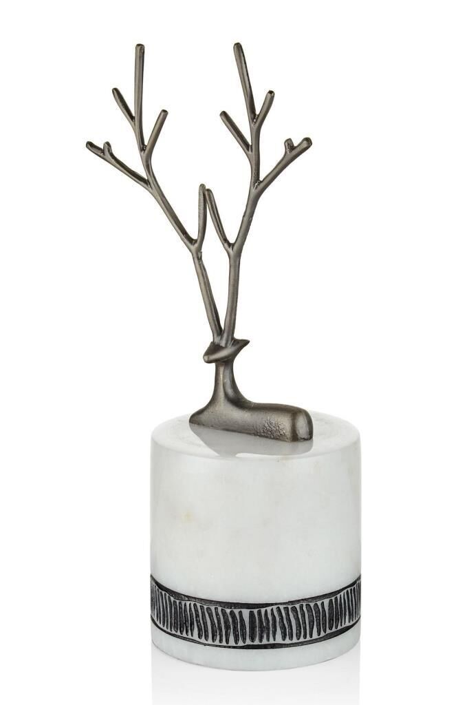 SETABİANCA EVZA MERMER DEKORLU SİLİNDİR KAİDE BEYAZ 9*14*26CM